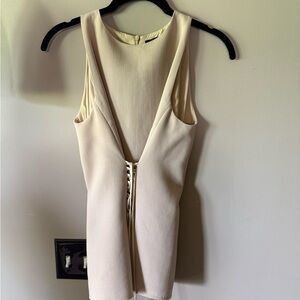 The Row Cream Sleeveless V-Back Top